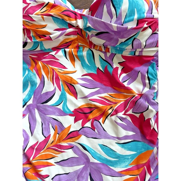 Anne Cole Women's Dance Floor Palm Twist Front Bandeaukini Swim Top Multicolor L - Picture 6 of 9